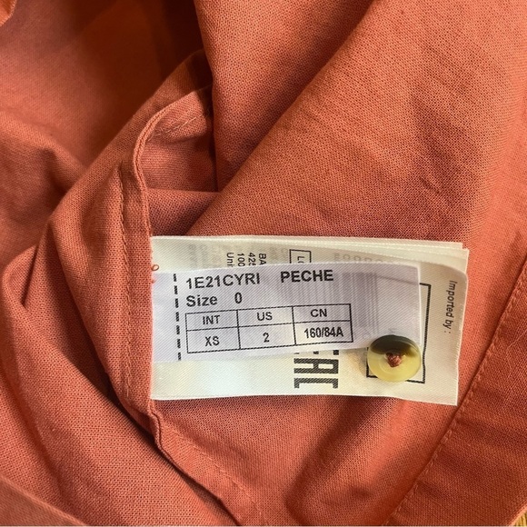 BA&SH Peach Organic Cotton Button Down Belted Cyrielle Dress in size  2 - Picture 11 of 12